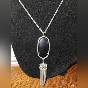 Kendra Scott Black and Silver Tassel Necklace